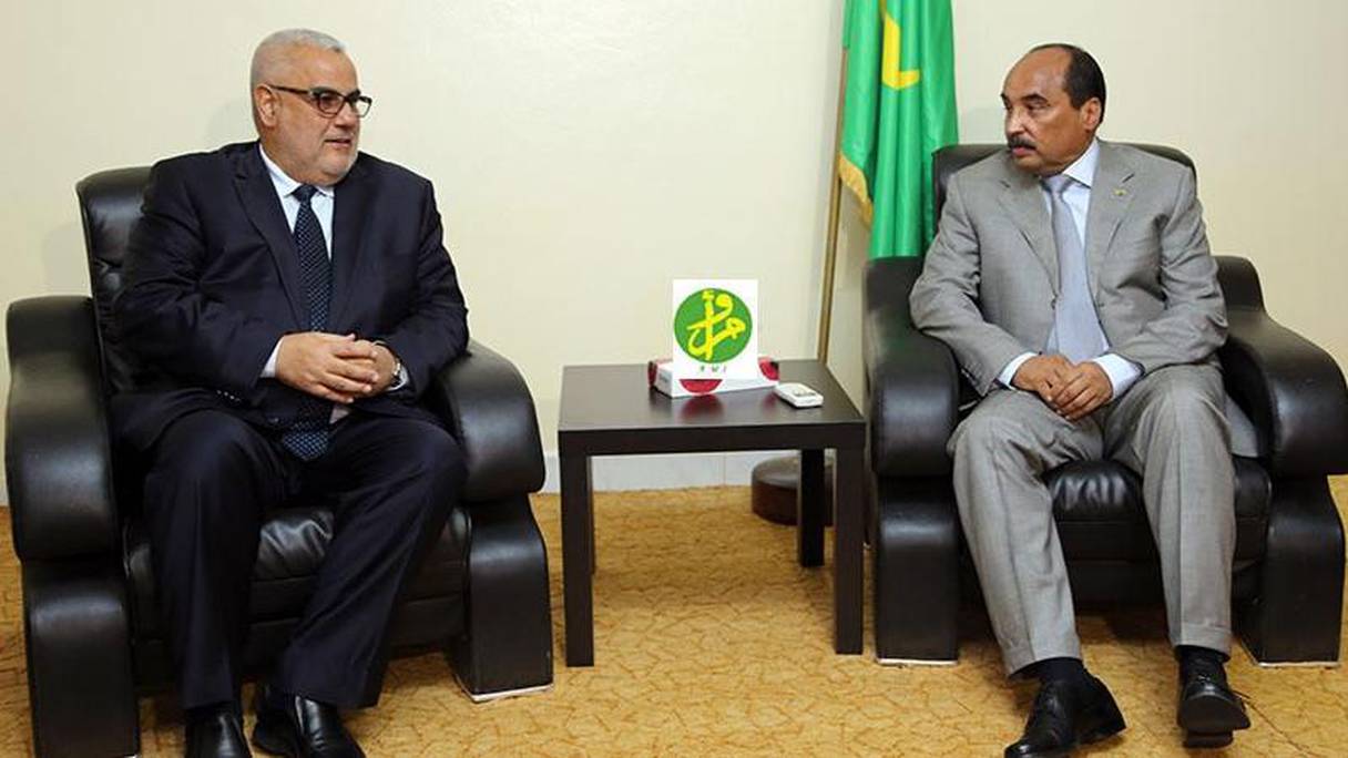 Abdelilah Benkirane, chef du gouvernement marocain, reçu par le président mauritanien Mohamed ould Abdel Aziz. 