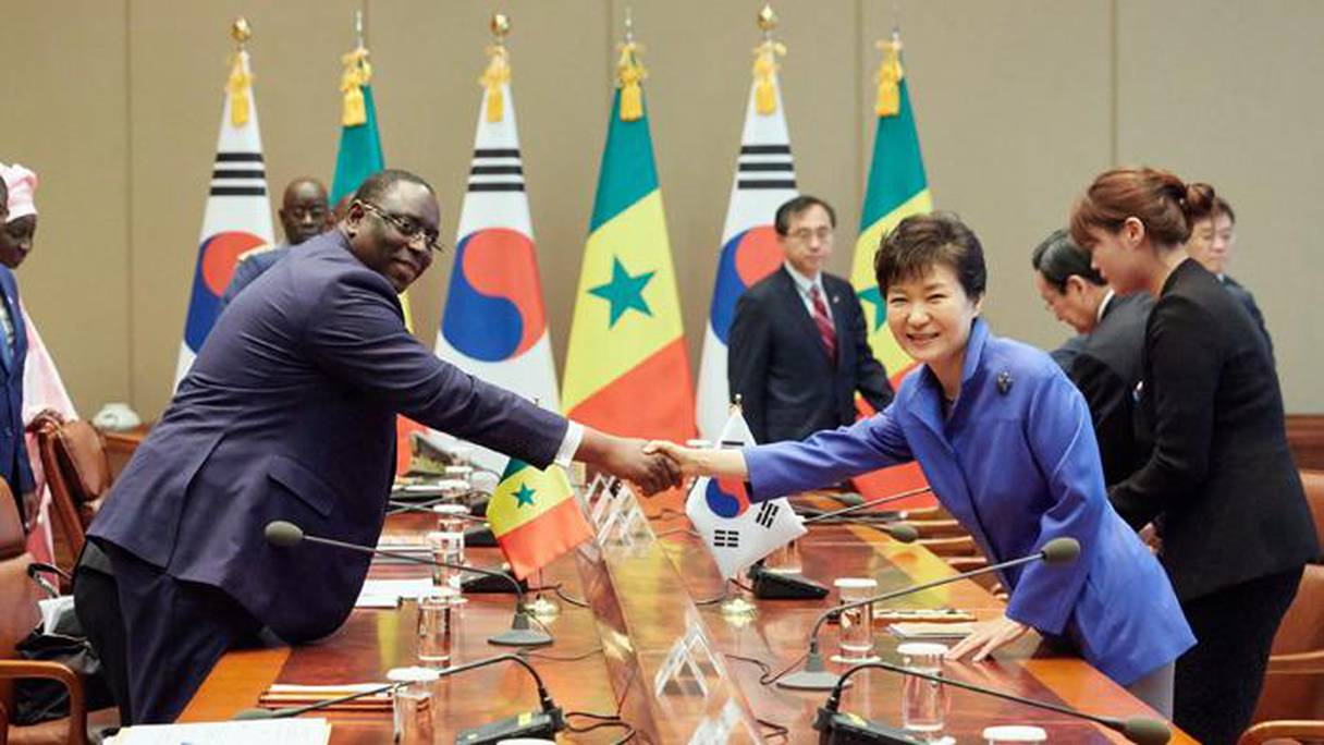 La Présidente Park Geun-hye de la Corée du Sud recevant le président Macky Sall en juin 2015. 