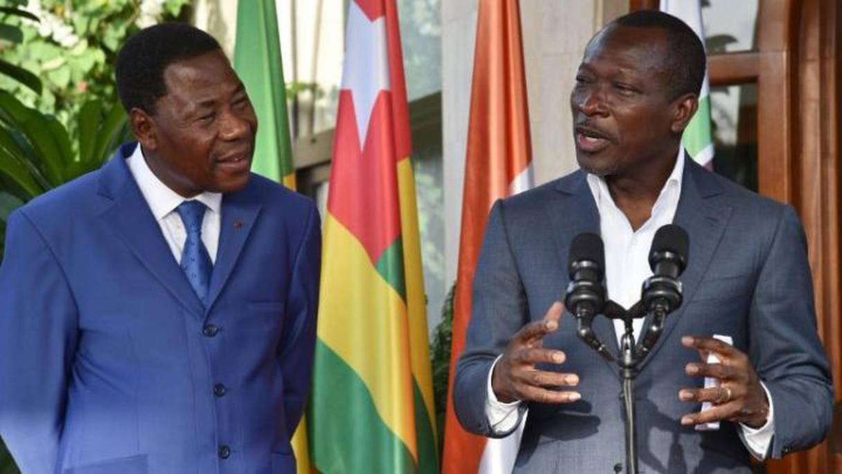 Yayi Boni (ex-président) et Patrice Talon (nouveau président) du Bénin. 