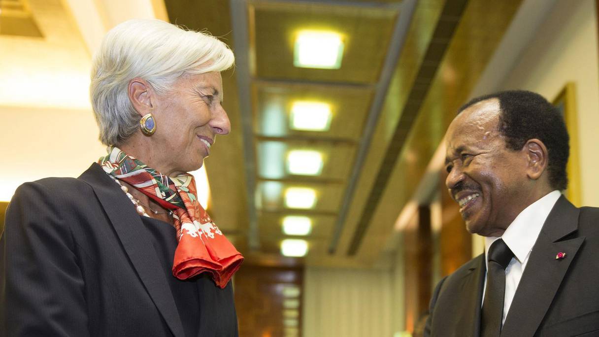 Christine Lagarde, directrice générale du FMI et Paul Biya, président de le République du Cameroun. 