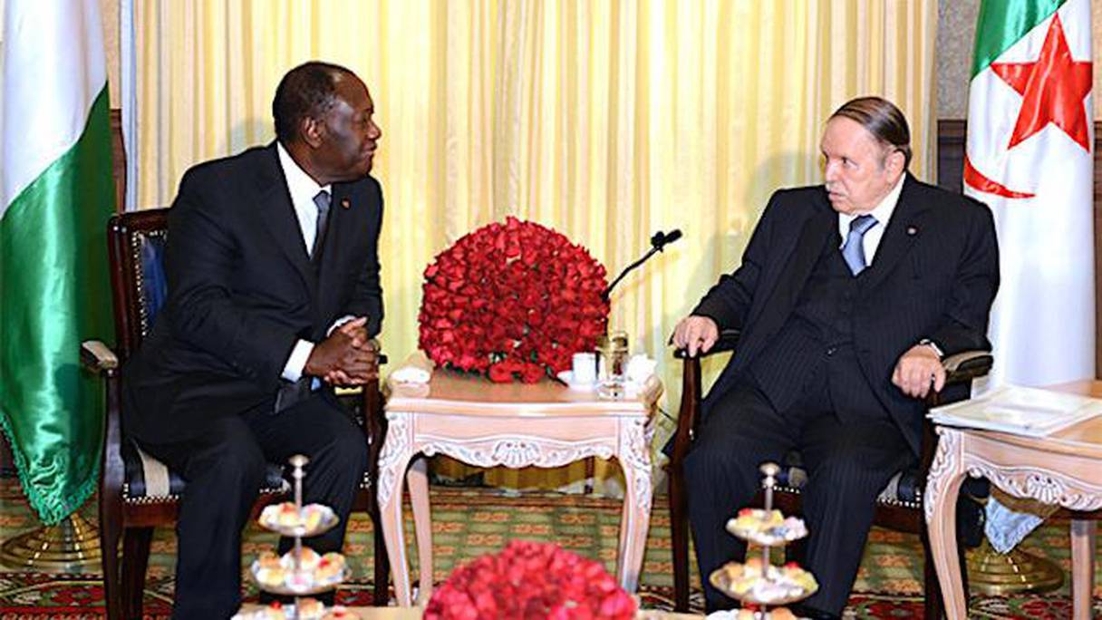 Alassane Ouattara, président de la Côte d'Ivoire, reçu en audience par Abdelaziz Bouteflika.
