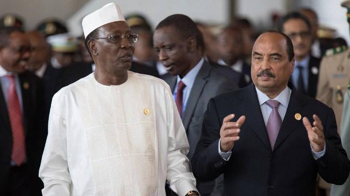 Idriss Déby Itno, président du Tchad, et Mohamed ould Abdel Aziz, président de la Mauritanie.