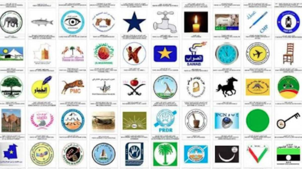 Les logos de quelques partis politiques mauritaniens.