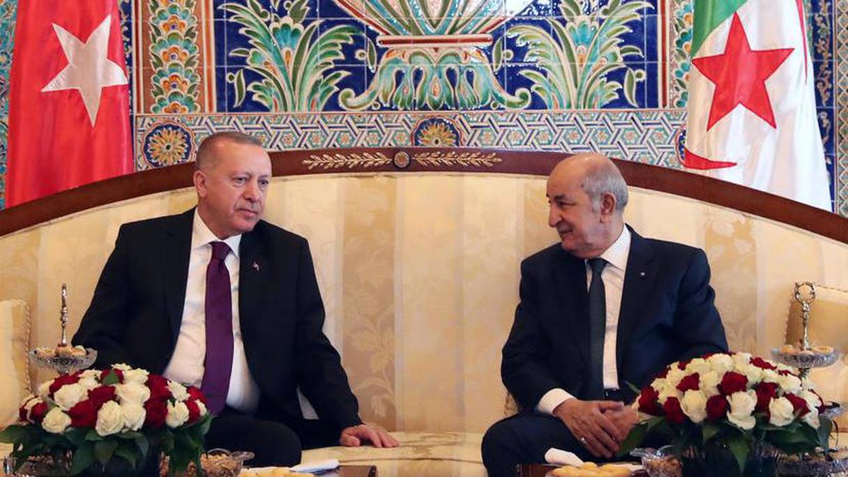 Recep Tayyip Erdogan et Abdelmadjid Tebboune, les présidents turc et algérien. 