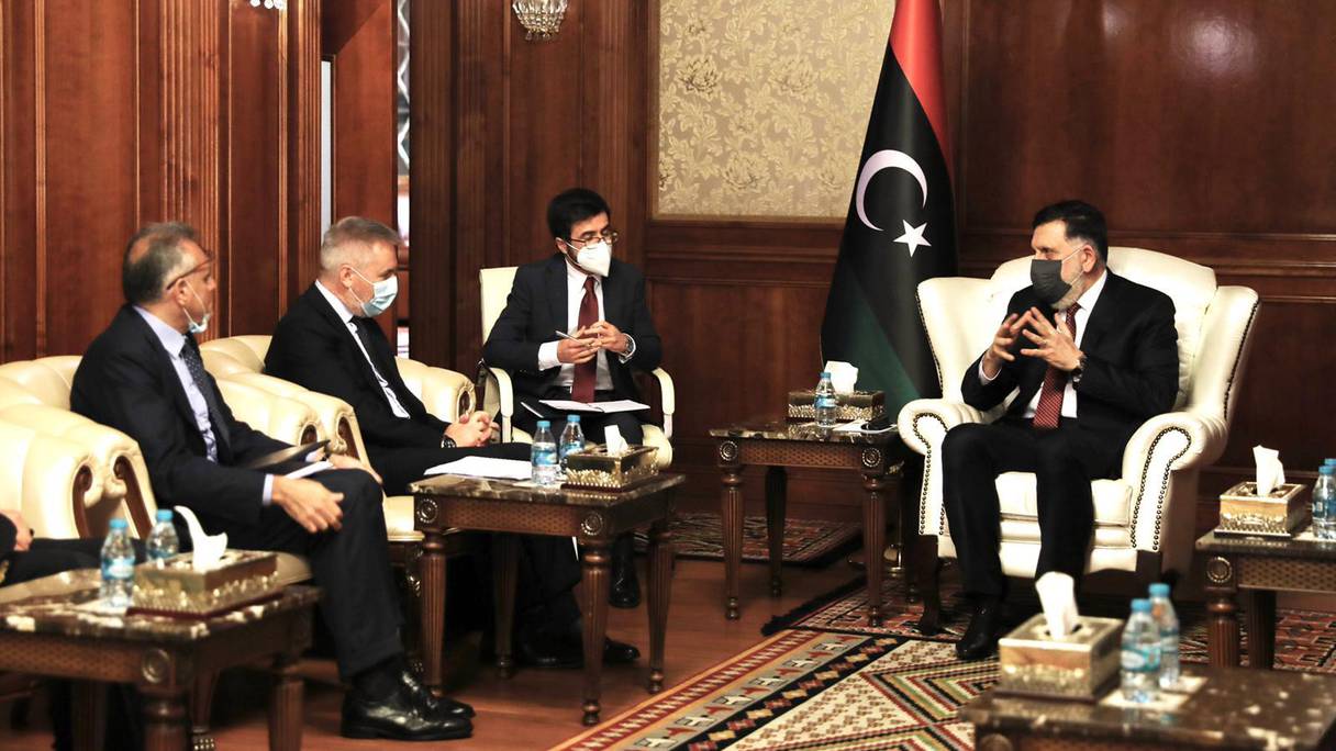 Lorenzo Guerini, le ministre italien de la Defénse, reçu par Fayez El-Serraj, le Premier ministre Libyen. 