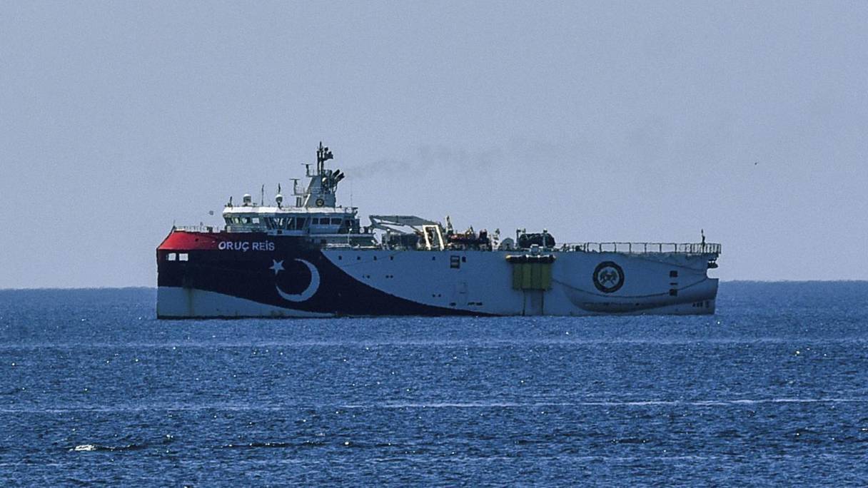 Près des côtes d'Antalya en Turquie, le navire turc Oruç Reis, le 22 juillet 2020.