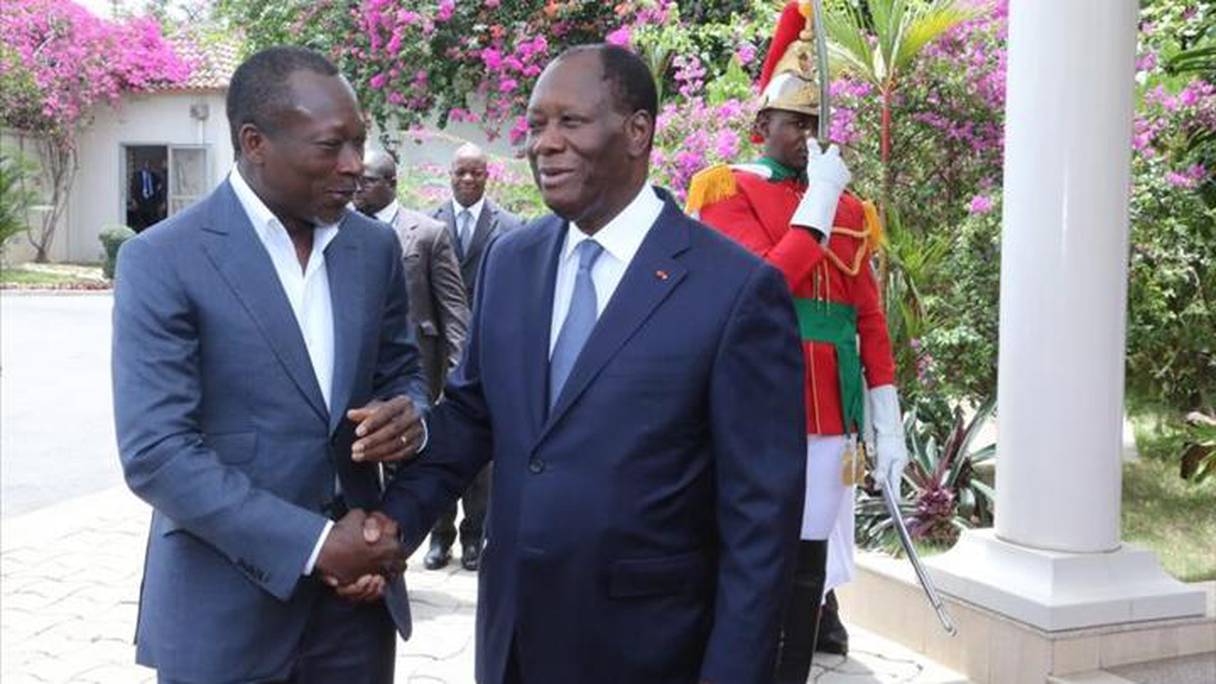 Patrice Talon, président du Bénin, et Alassane Ouattara, président de la Côte d'Ivoire. 