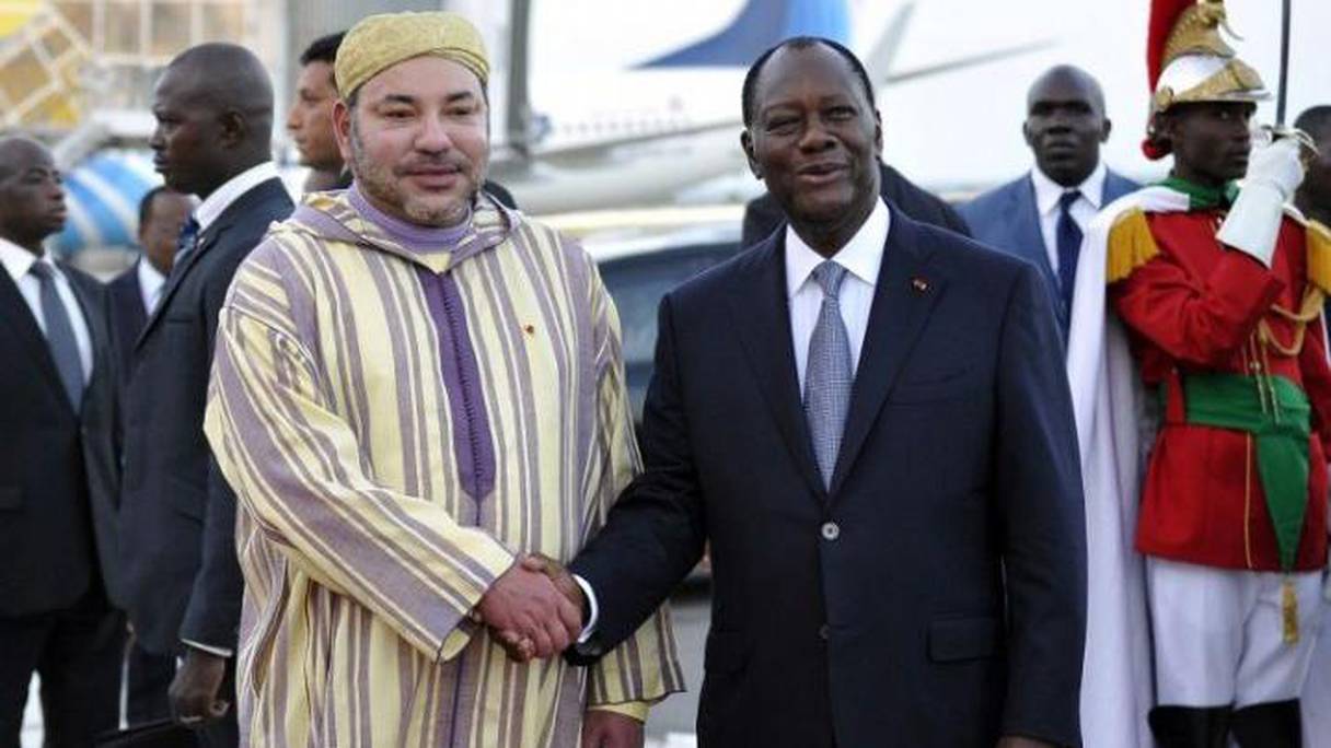 Mohammed VI, roi du Maroc, et Alassane Ouattara, président de la Côte d'Ivoire.