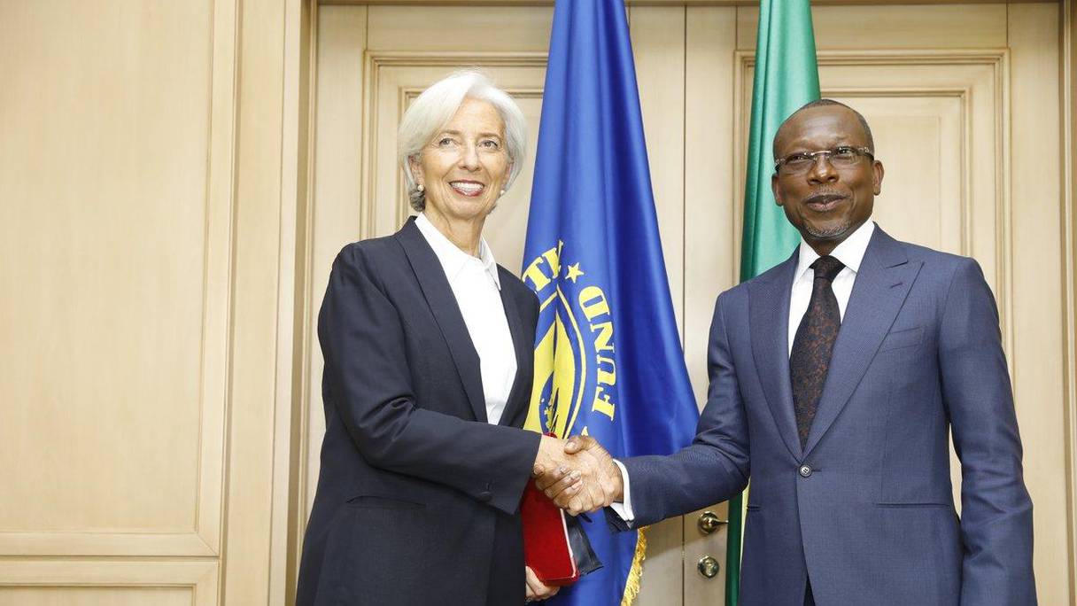 La directrice générale du FMI Christine Lagarde et le président Patrice Talon à Cotonou.