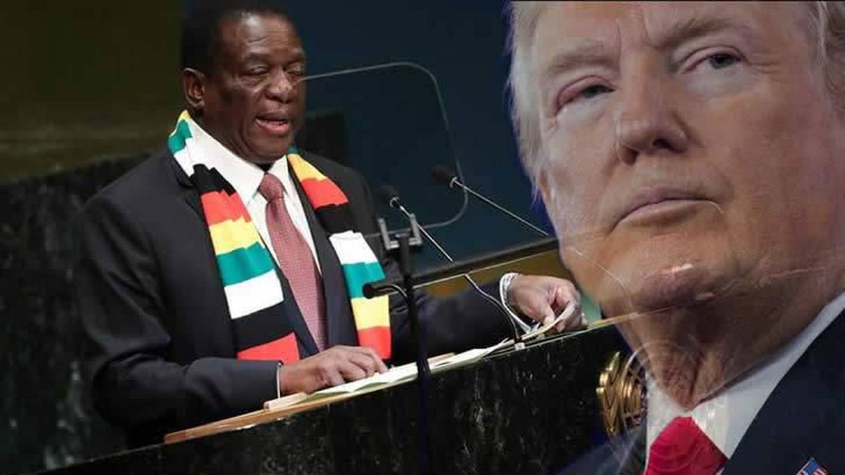 Les présidents Emmerson Mnangagwa (Zimbabwe) et Donald Trump (Etats-Unis).