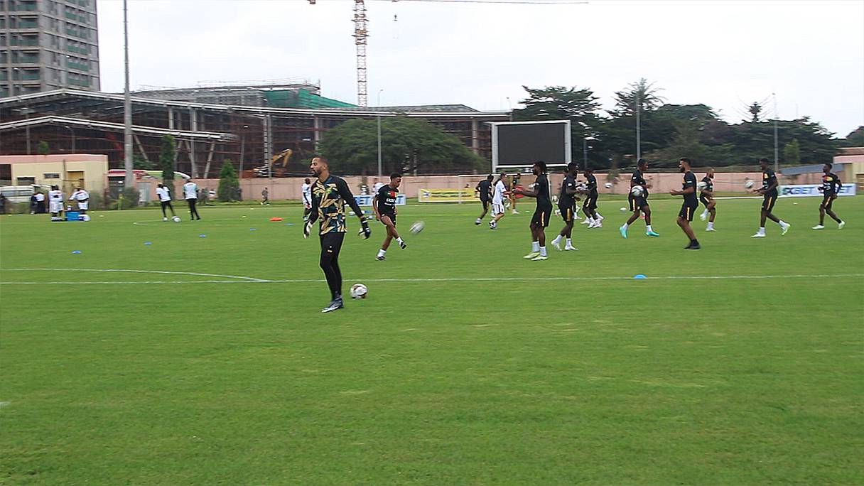 Des joueurs camerounais lors de la séance d'entraînement du 6 septembre 2023 à Yaoundé.