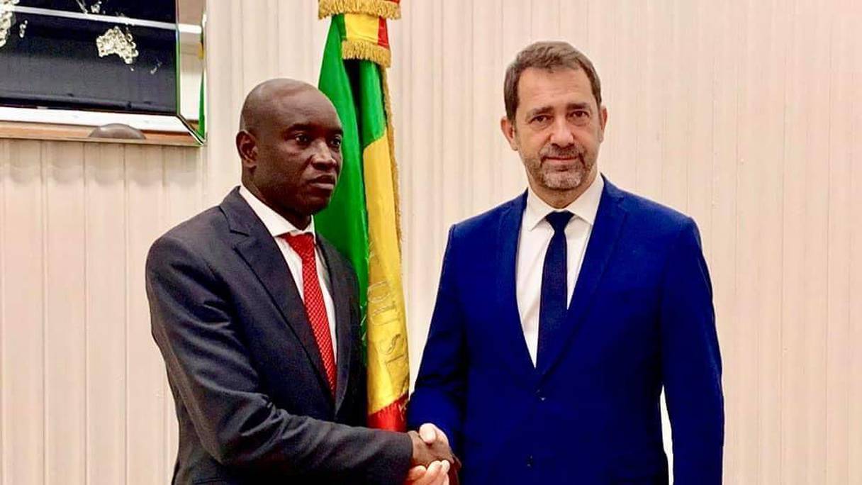 Ali Ngouille Ndiaye, ministre de l'Intérieur sénégalais et son homologue français, Christophe Castaner. 