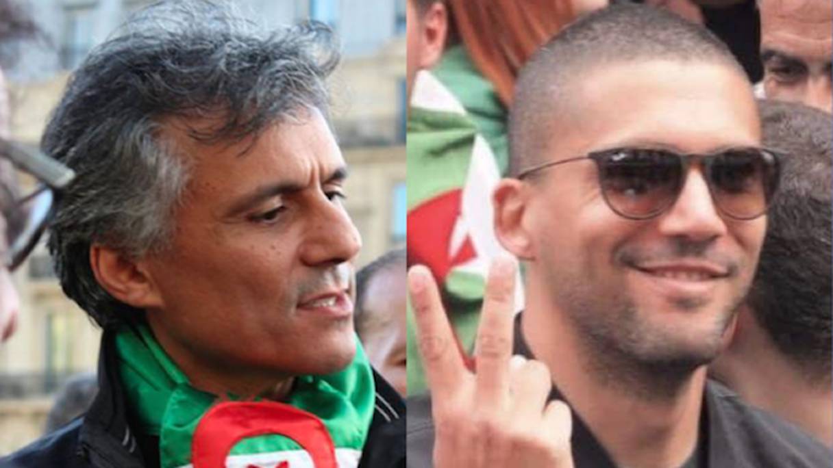 Rachid Nekkaz, opposant et fondateur du Mouvement pour la jeunesse et le changement (MJC), et Khaled Drareni, journaliste et militant.