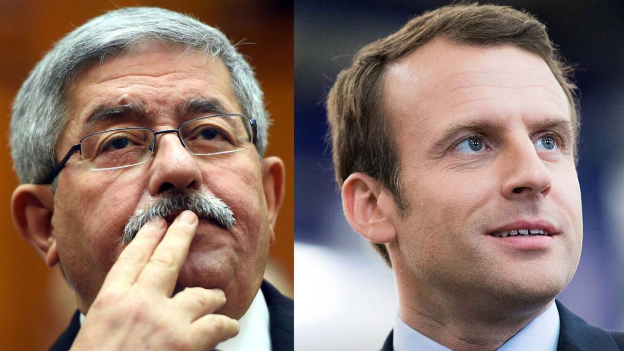 Le Premier ministre algérien Ahmed Ouyahia et le président français Emmanuel Macron.