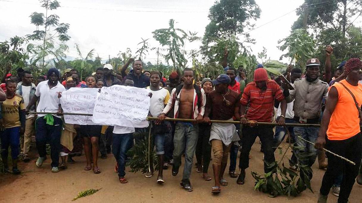 Manifestation à Bamenda, ville anglophone du nord-ouest du Cameroun, le 22 septembre.