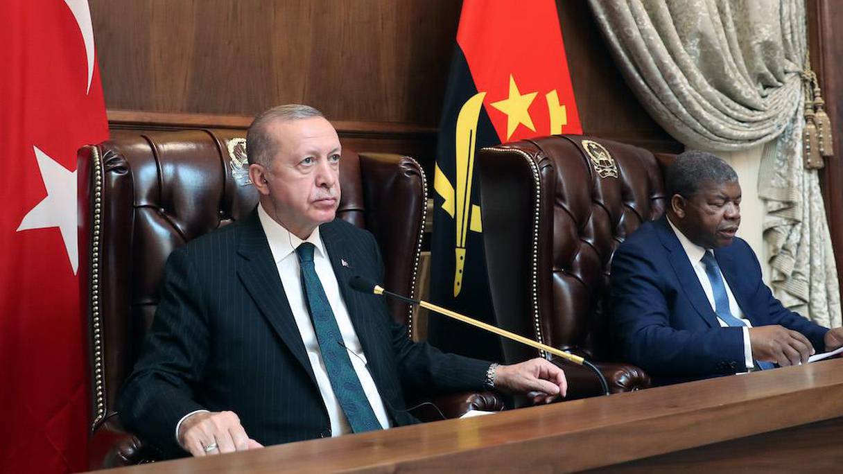 Le président turc Tayyip Erdogan et le président angolais, Joao Manuel Goncalves Lourenço.