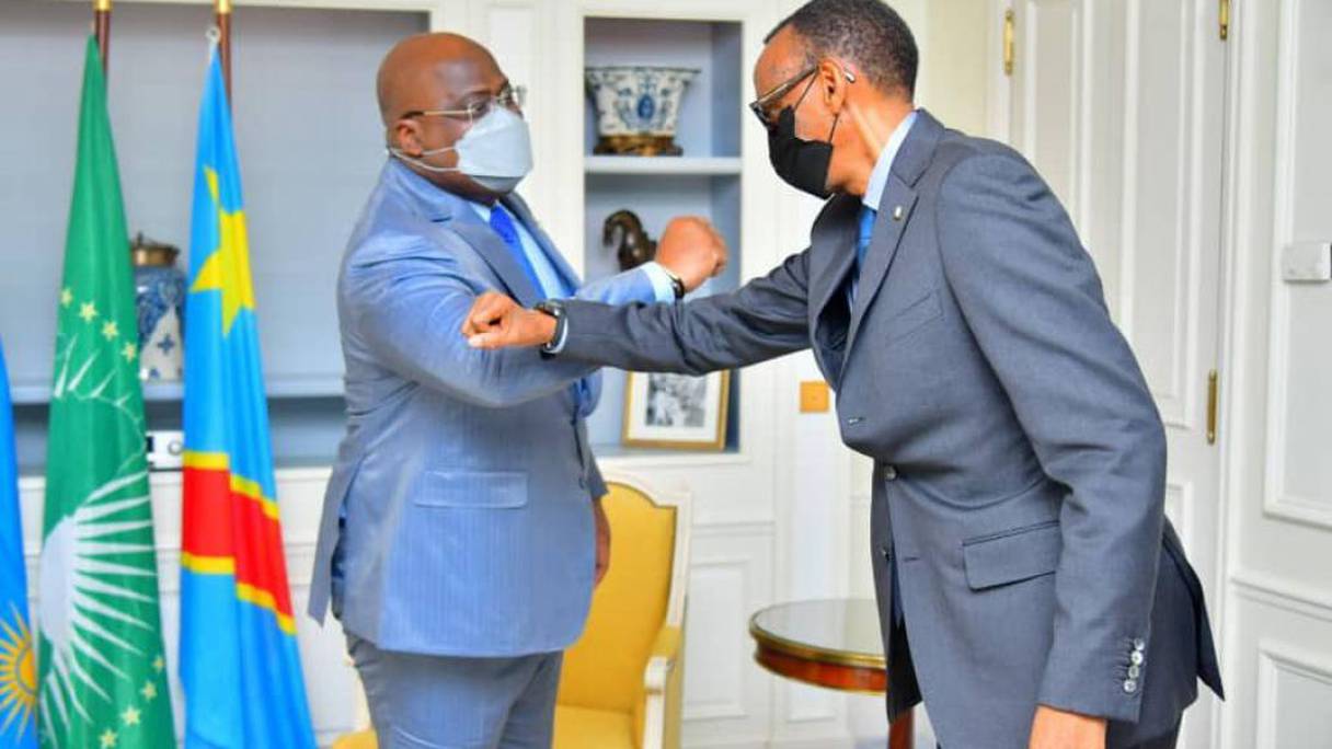 Felix Tshisekedi, président de la RD Congo et Paul Kagame, président du Rwanda.