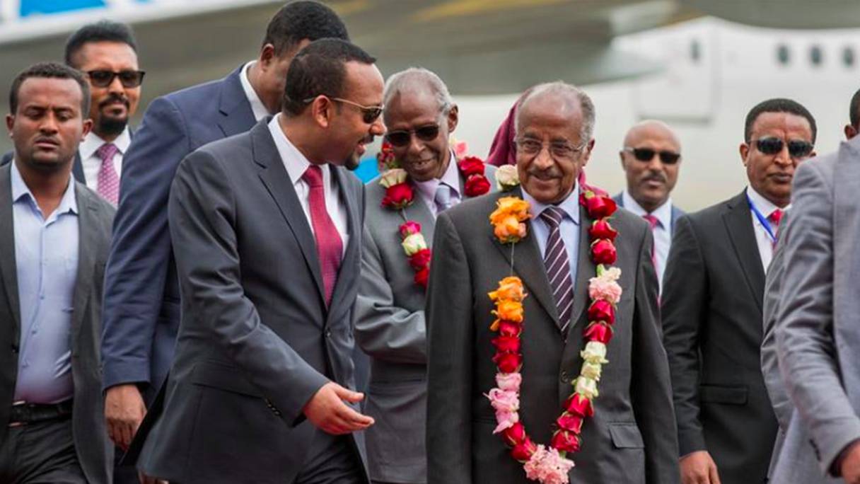 Abiy Ahmed, président d'Ethiopie, et Issaias Afwerki, président d'Erythrée.
