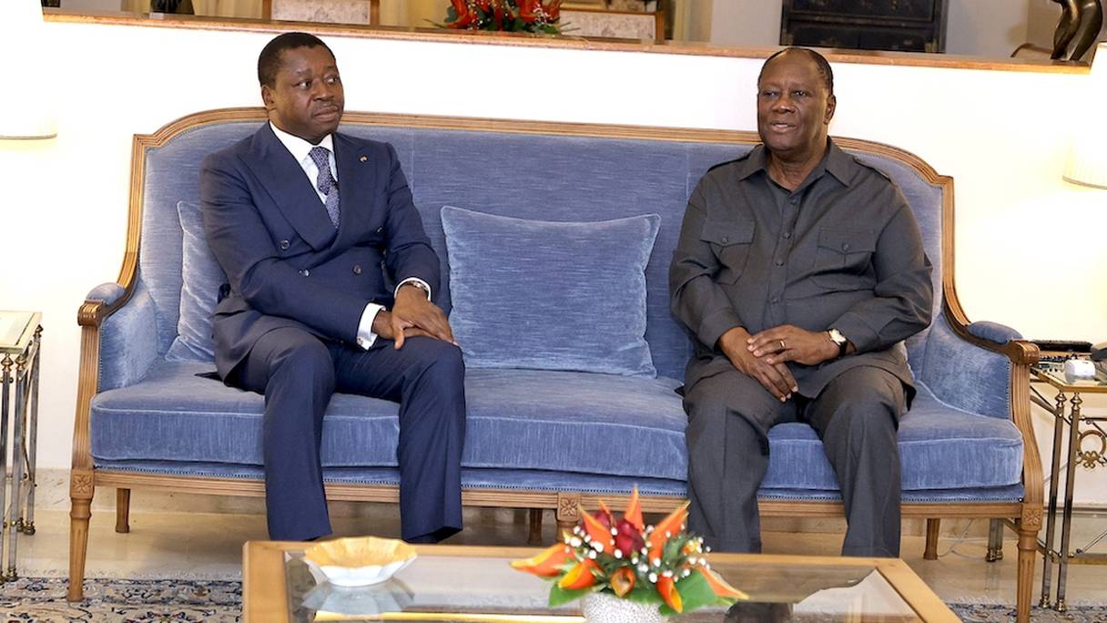 Faure Gnassingbé du Togo et Alassane Ouattara de la Côte d'Ivoire à Abidjan