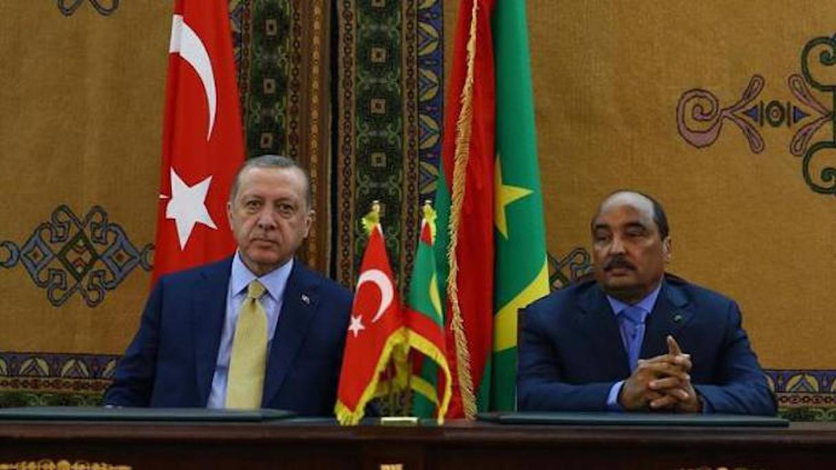  Le président turc Tayyab Recep Erdognan et mauritanien Mohamed Ould Abdel Aziz.
