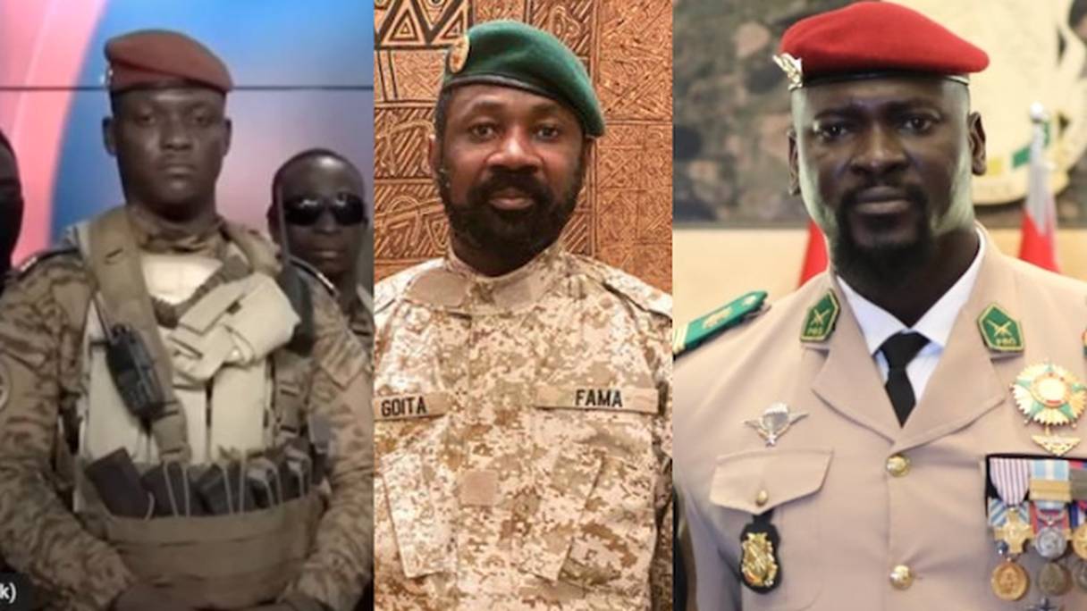Capitaine Ibrahim Traoré du Burkina Faso, Colonel Assimi Goïta du Mali et Colonel Mamadi Doumbouya de la Guinée.