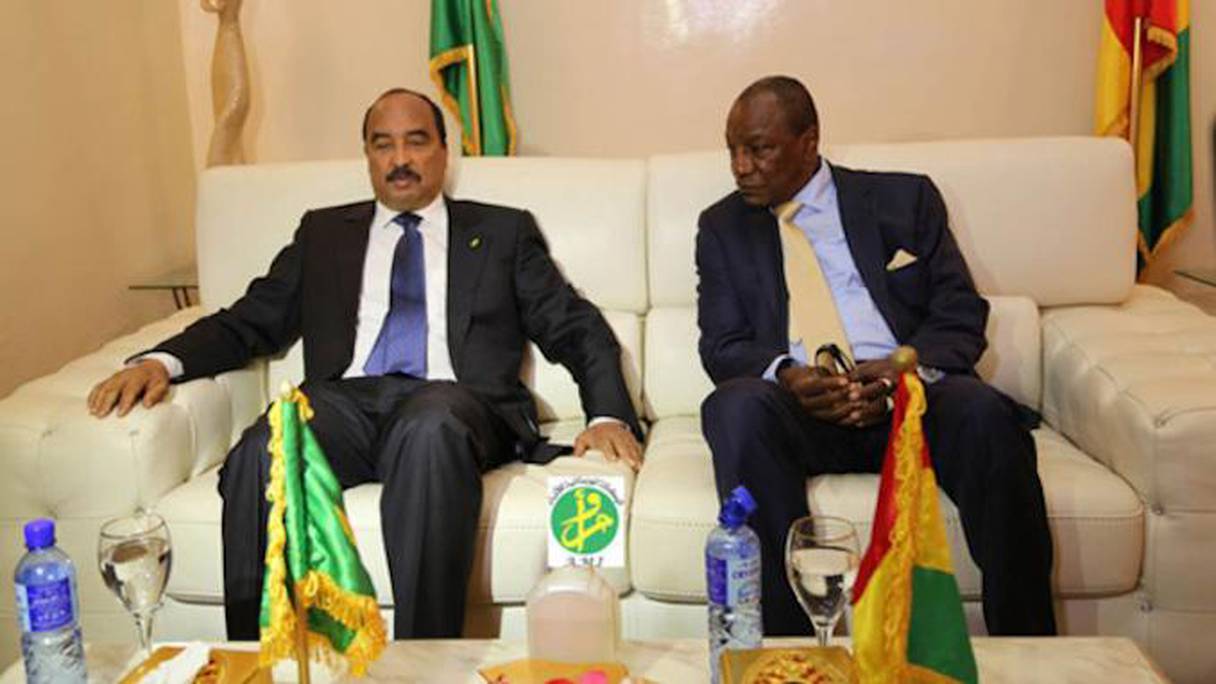 Mohamed ould Abdel Aziz, président de la Mauritanie, et Alpha Condé, président de la Guinée. 