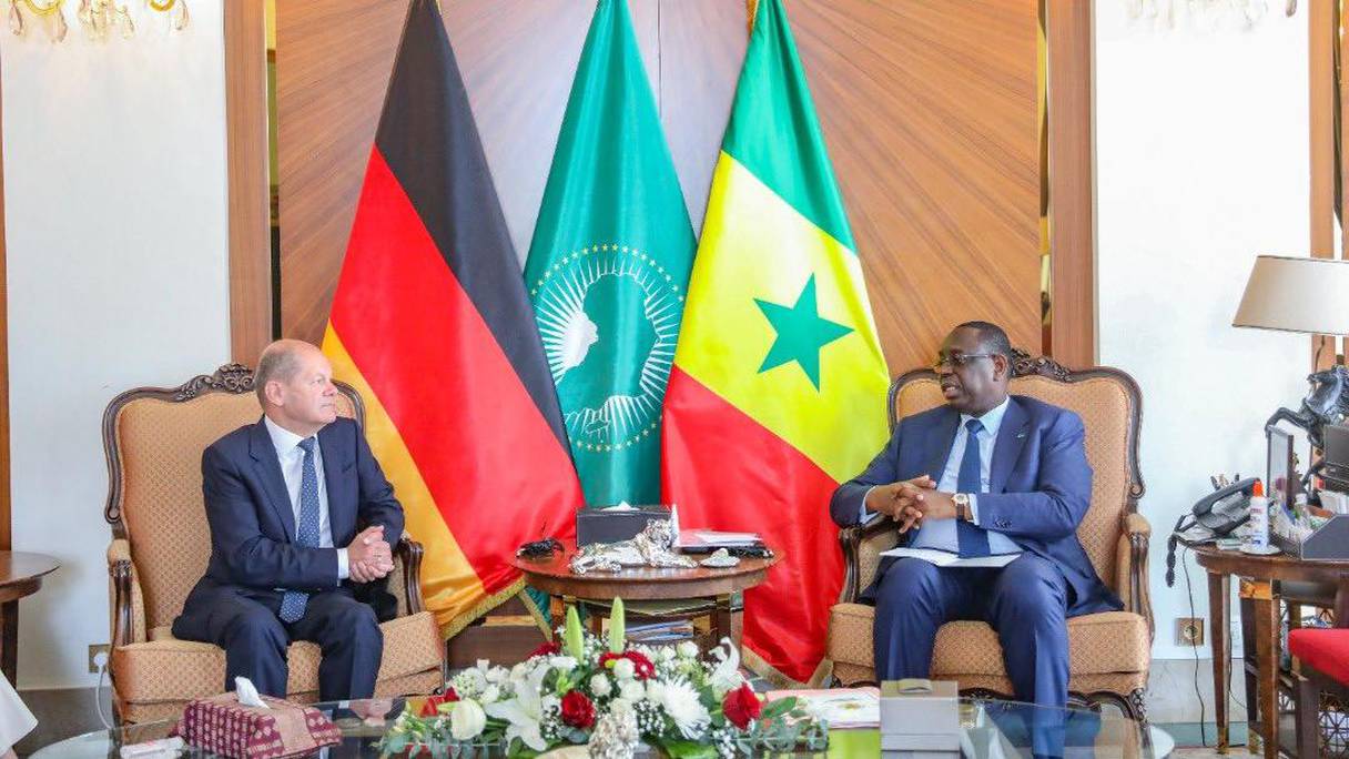 Le président sénégalais Macky Sall et le Chancelier allemand Olaf Scholz, à Dakar.