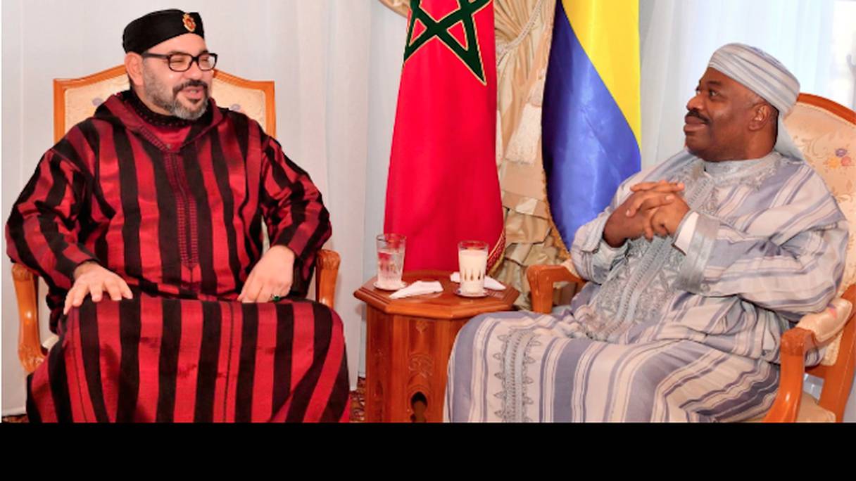 Le roi Mohammed VI du Royaume du Maroc et Ali Bongo, président du Gabon.