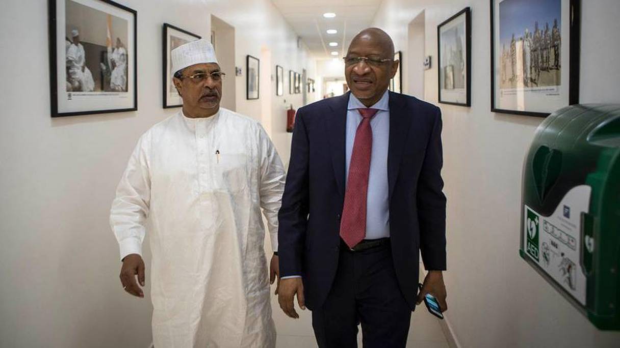 Le Premier ministre malien Soumeylou Boubeye Maïga (à gauche) avec Mahamat Saleh Annadif chef de Mission de l'ONU (Minusma).
