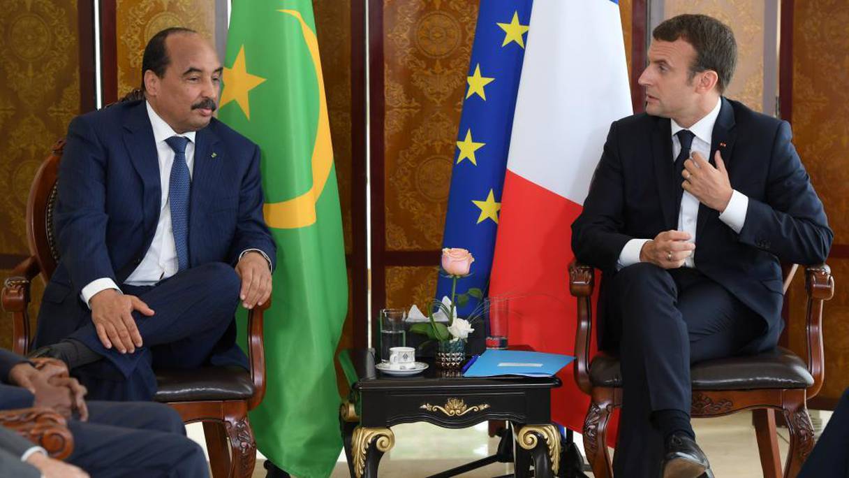 Mohamed ould Abdel Aziz, président de la Mauritanie, et Emmanuel Macron, président de la France.