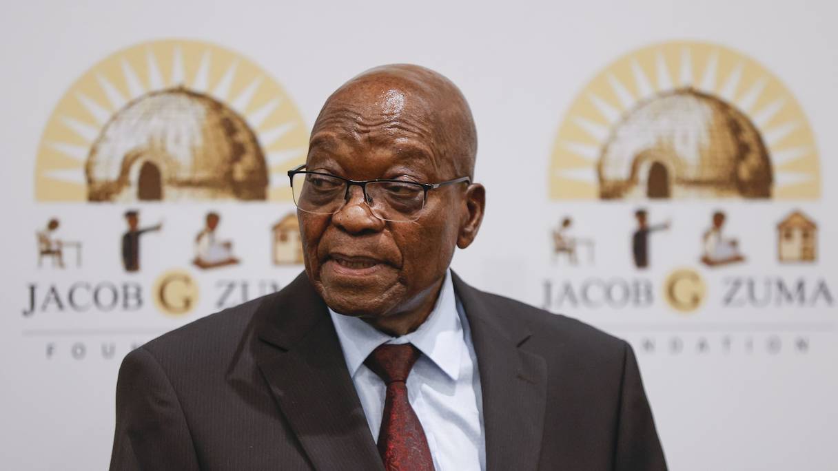 L'ancien président sud-africain Jacob Zuma lors d'une conférence de presse à l'hôtel Maslow à Sandton, centre commercial de Johannesburg, le 22 octobre 2022.