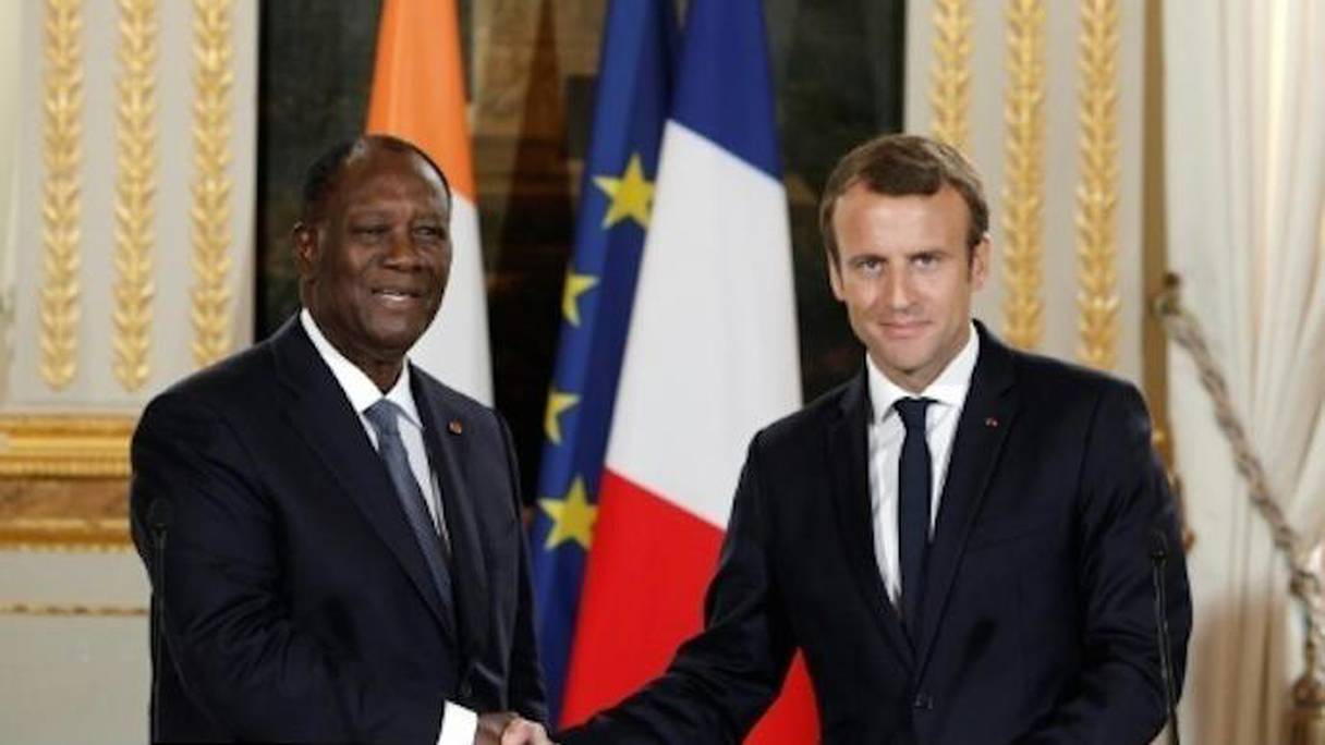 Le président ivoirien Alassane Ouattara, et son homologue français Emmanuel Macron.
