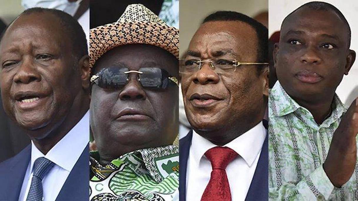 Les quatre principaux candidats à la présidentielle ivoirienne du 31 octobre.
