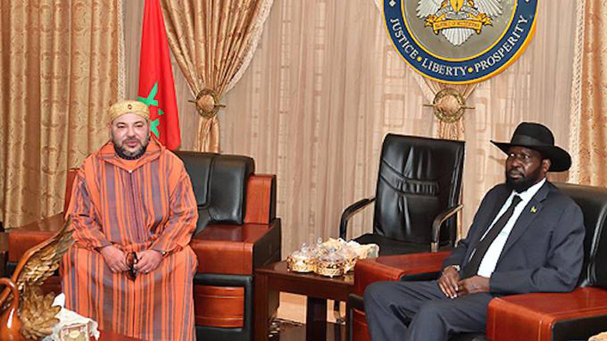 Mohammed VI, roi du Maroc, et Salva Kir, président du Soudan du Sud.