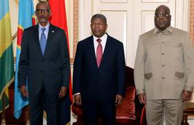 Paul Kagame (Rwanda), João Lourenço (Angola) et Félix Tshisekedi (RDC).