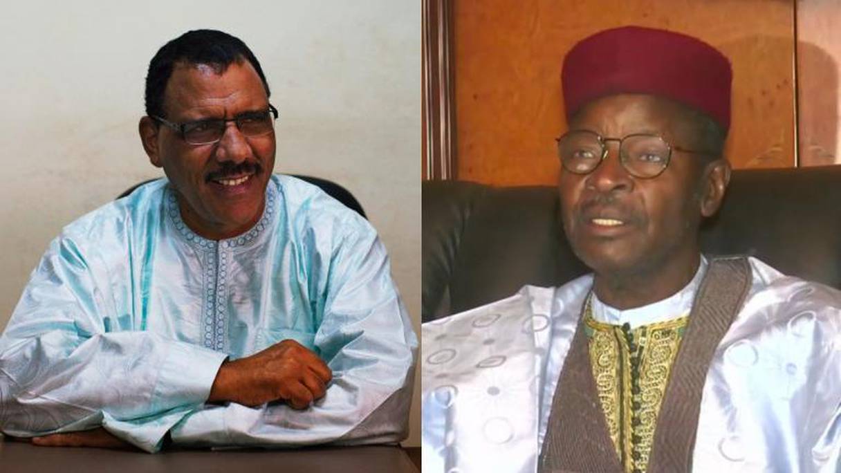Mohamed Bazoum, fidèle du sortant Mahamadou Issoufou, et l'opposant Mahamane Ousmane, ancien président.