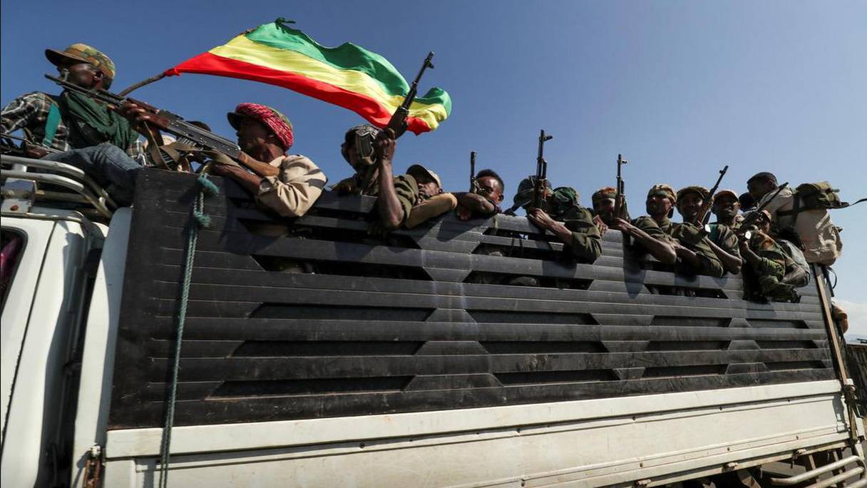 Des miliciens de la région Amhara impliqués dans le conflit au Tigré aux côtés des troupes fédérales.