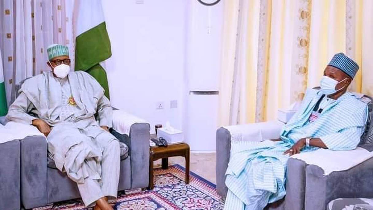 Le président nigérian, Muhamadu Buhari et le gouverneur de l'Etat de Katsina, Aminu Bello Masari.