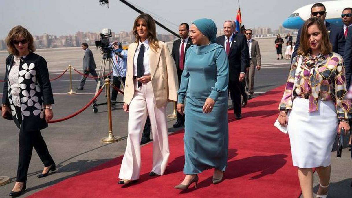 Melania Trump avec Entissar al-Sissi, l'épouse du président égyptien.
