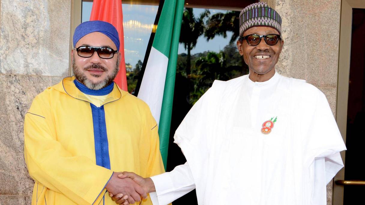 Le roi Mohammed VI et le président nigérian Muhammadu Buhari.