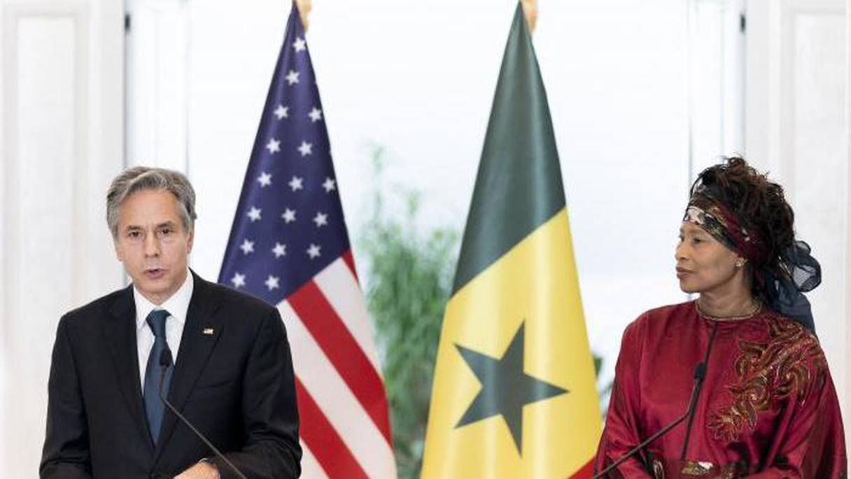 Le secrétaire d'Etat américain Antony Blinken et la ministre des Affaires étrangères du Sénégal Tall Sall. 