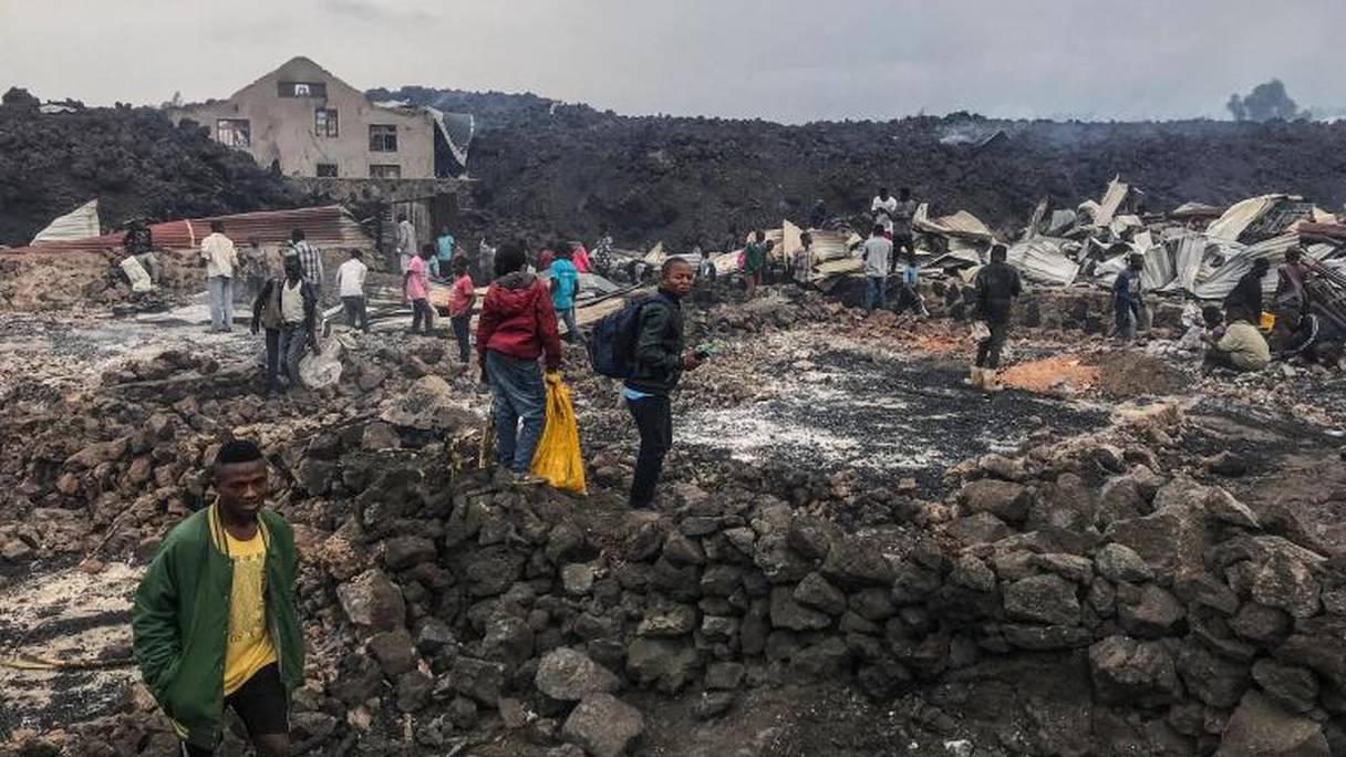 Le volcan Nyiragongo a tout détruit sur son passage. 