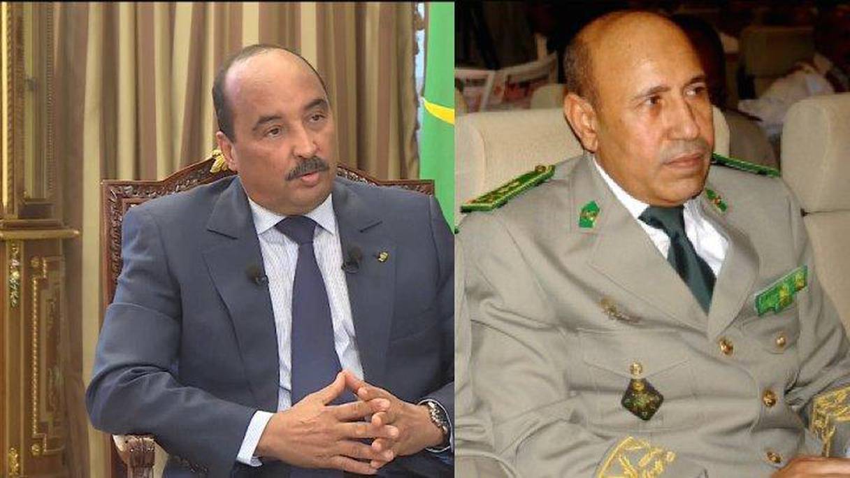 Mohamed ould Abdel Aziz, président de la Mauritanie, et Mohamed ould Cheikh ould Mohamed Ahmed El Ghazouani, ministre de la Défense.