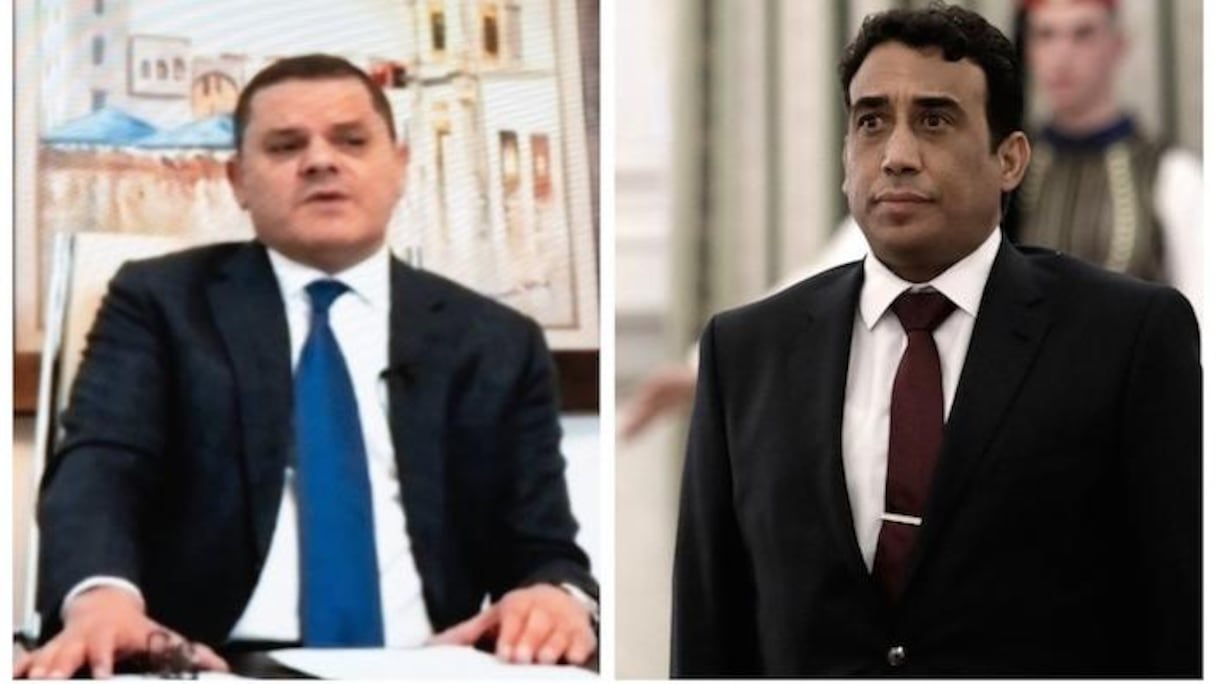 Abdel Hamid Dbeibah, Premier ministre par intérim, et Mohammed Younes el-Menfi, président du Conseil.