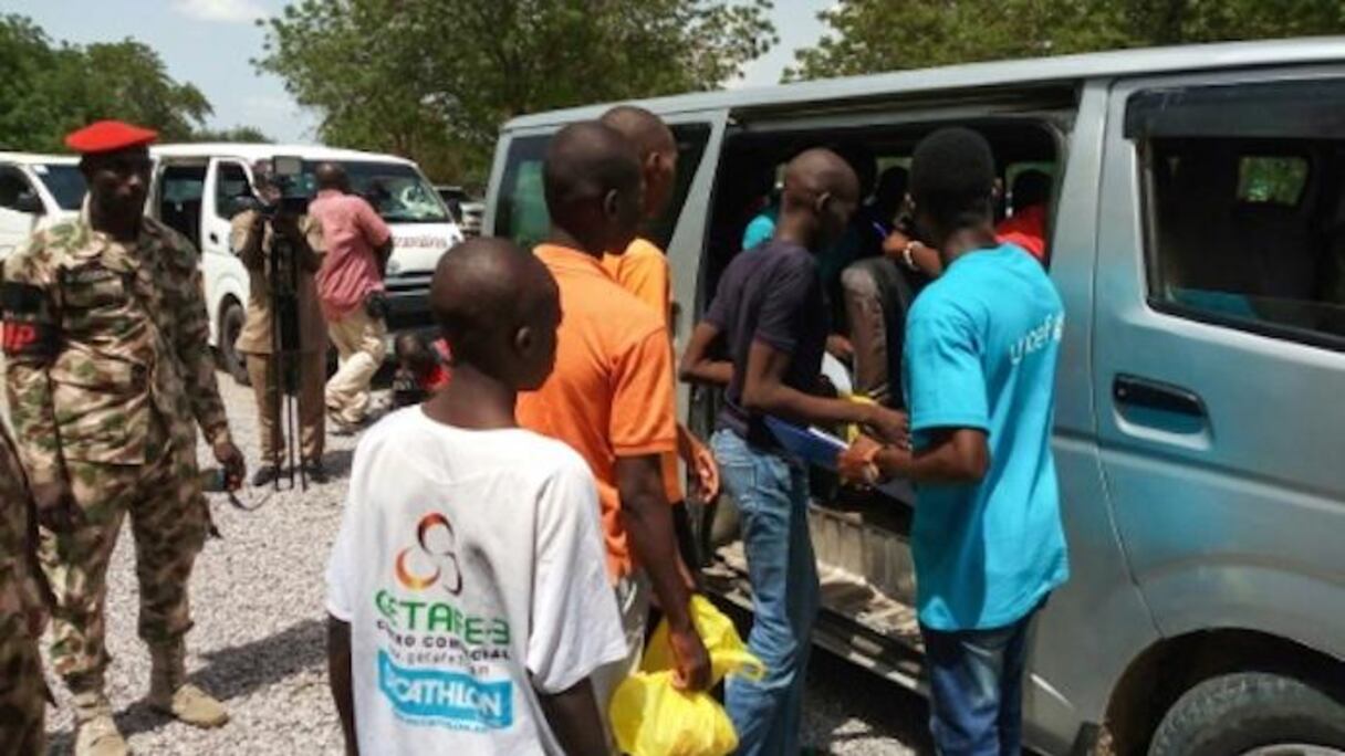 Des enfants soupçonnés de complicités avec Boko Haram ont été libérés le 9 juillet 2018 à Maiduguri (Nigeria) |