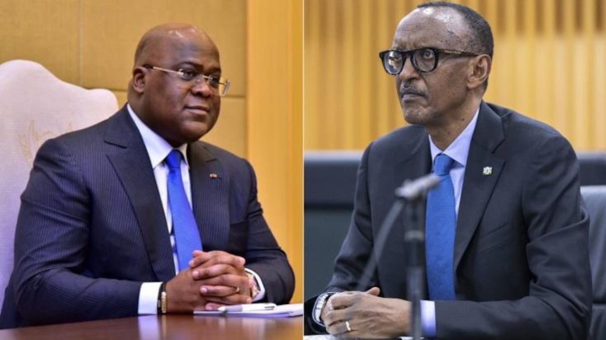 Les présidents Félix Tshisekedi de la RDC et Paul Kagame du Rwanda.