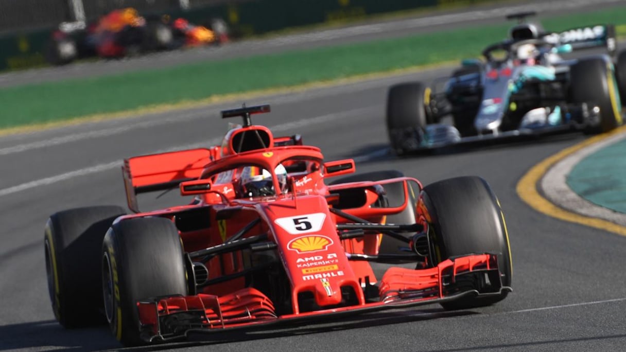 L'Allemand Sebastian Vettel (Ferrari) remporte le GP d'Australie ouvrant la saison de F1, le 25 mars 2018 à Melbourne.