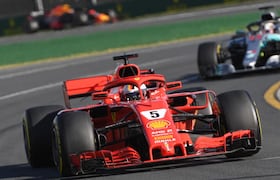 L'Allemand Sebastian Vettel (Ferrari) remporte le GP d'Australie ouvrant la saison de F1, le 25 mars 2018 à Melbourne.