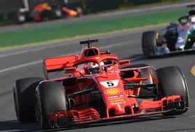 L'Allemand Sebastian Vettel (Ferrari) remporte le GP d'Australie ouvrant la saison de F1, le 25 mars 2018 à Melbourne.