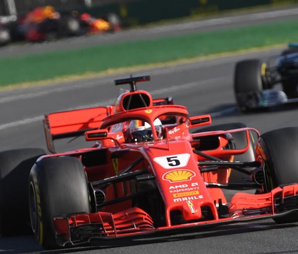 L'Allemand Sebastian Vettel (Ferrari) remporte le GP d'Australie ouvrant la saison de F1, le 25 mars 2018 à Melbourne.